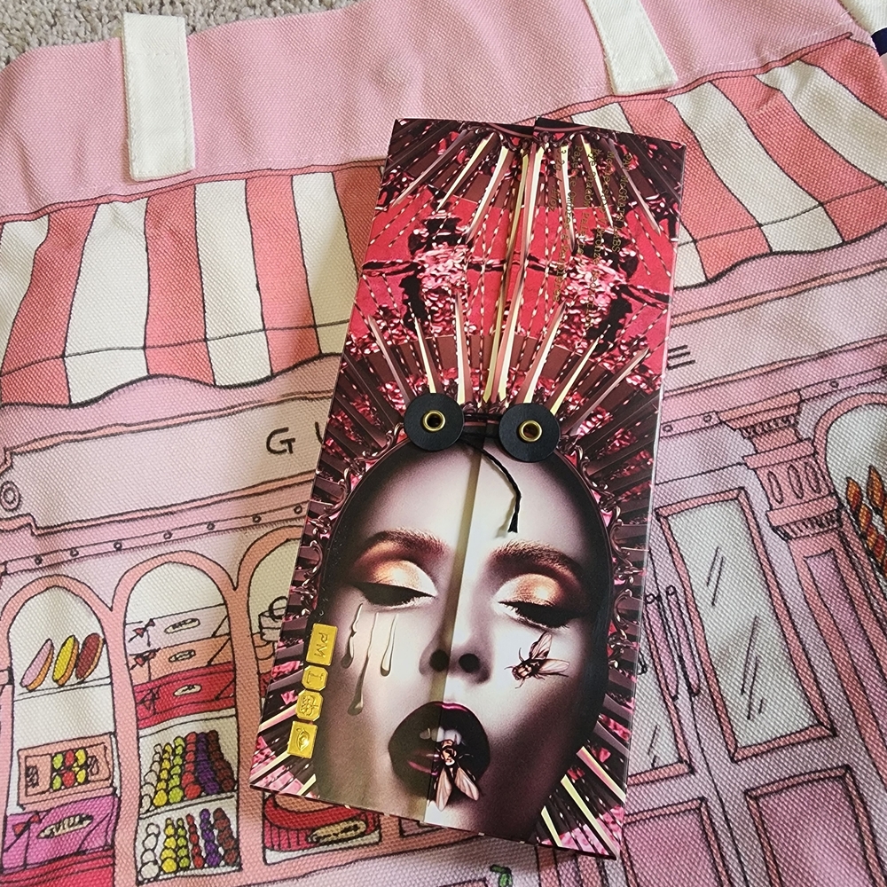 Makeup Eyeshadow Palette with Dramatic Face Art - Pink Accents